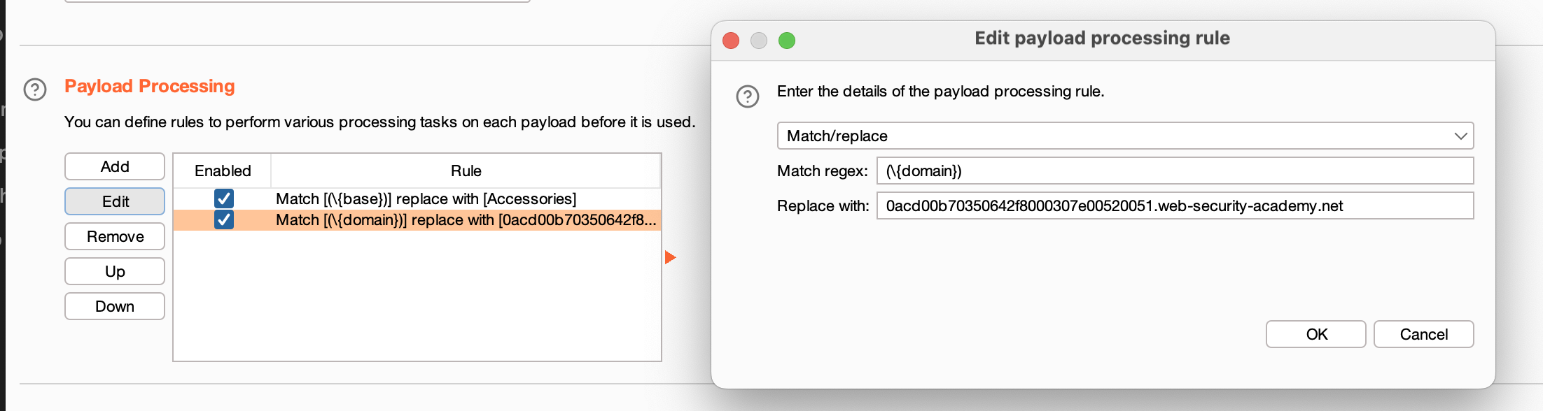 Add to payload processing